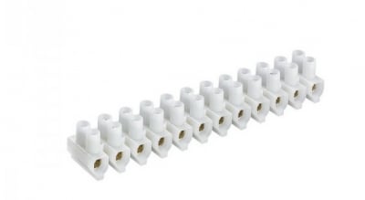 PVC лустер клема, устойчивост до 85°C - бяла, 12 броя