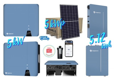 5 kW фотоволтaичнa система с 5 kW хибриден инвертор и 5.12 kWh LiFePO4 батерия нa Solplanet + 5 kWp фотоволтаични панели